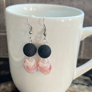 Artisan Black Lavastone Diffuser and Glass  Earrings